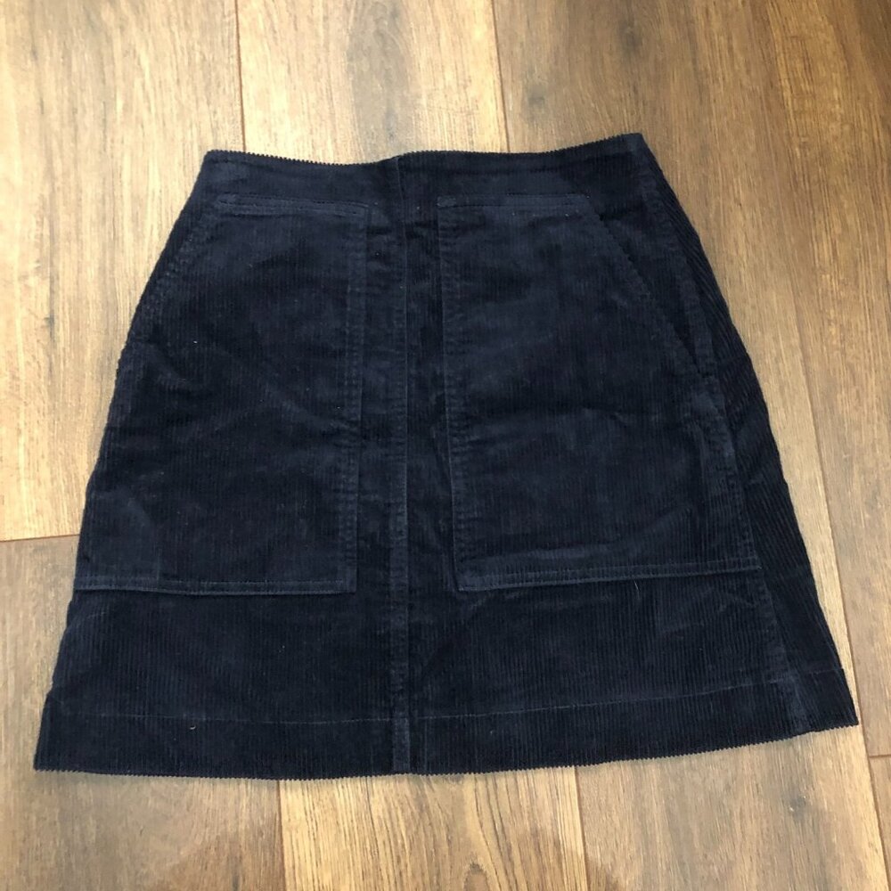 UNIQLO Corduroy Mini Skirt Size 0 Navy Blue Y2k Large Patch Pockets